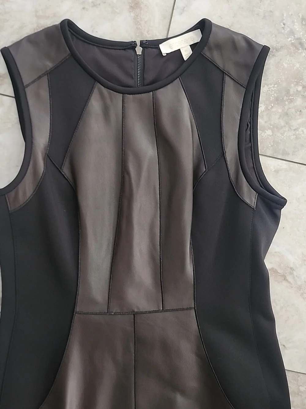 ETCETERA STRETCH REAL LEATHER PANELED & SCUBA FABRIC PENCIL SHEATH DRESS NWOT 6 - Picture 11 of 14